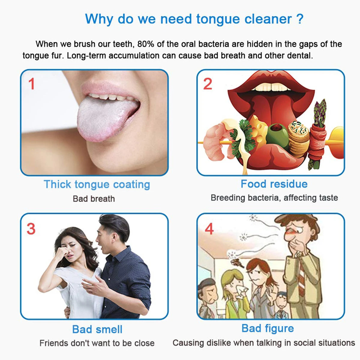 Portable Case Stainless Steel Tongue Cleaner Color Tongue Scraper Bad Breath Mouth Cleaner Board Dentisty Oral Hygiene Care