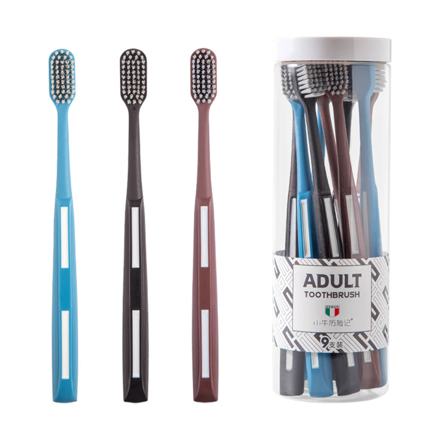 Hard bristled manual toothbrush rounded bristles suitable for men adult home deep cleaning (colors random)