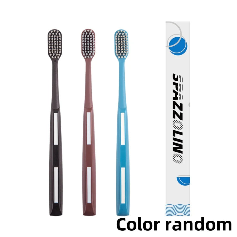 Hard bristled manual toothbrush rounded bristles suitable for men adult home deep cleaning (colors random)